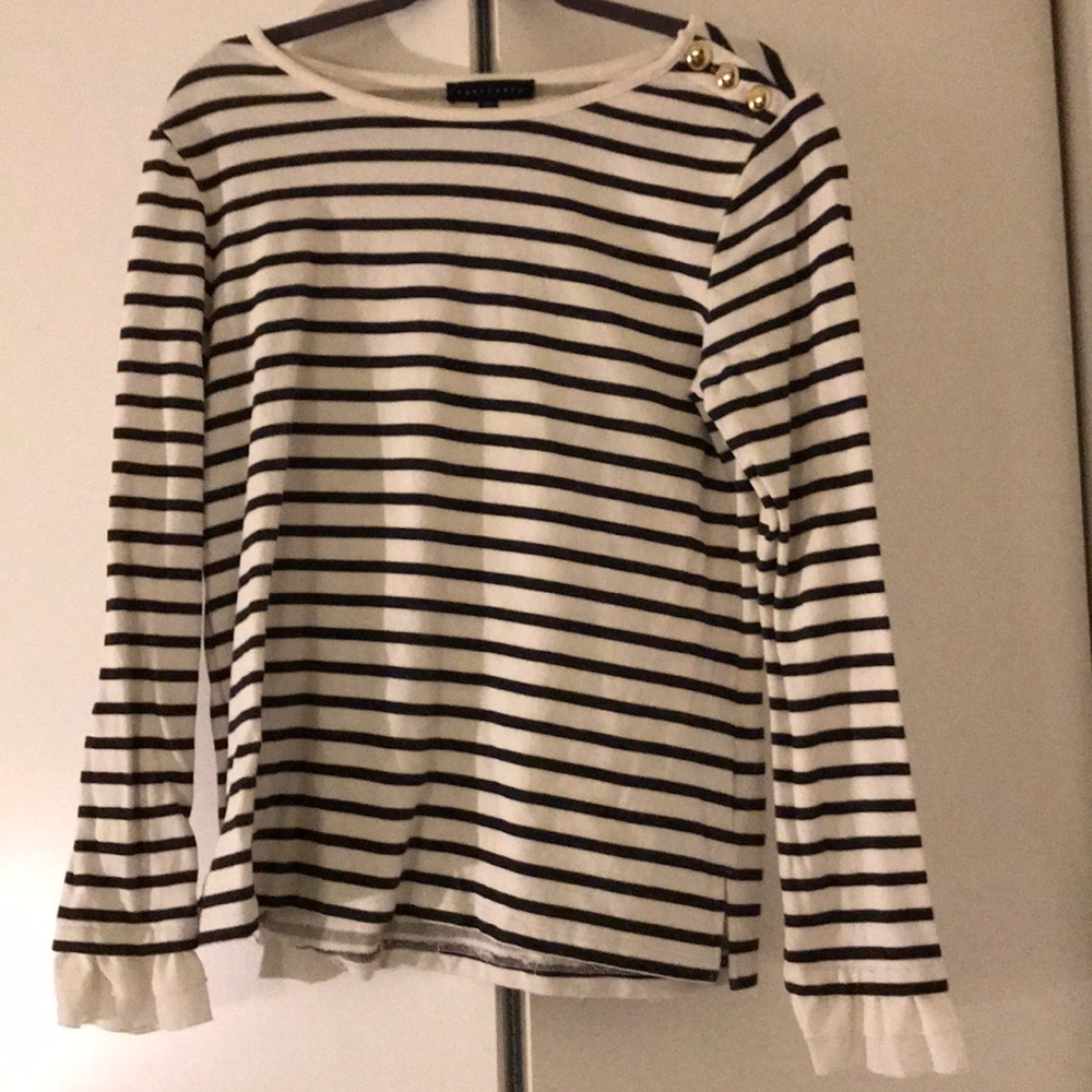 Sanctuary Ruffle-Sleeve Stripe Top - SIZE S